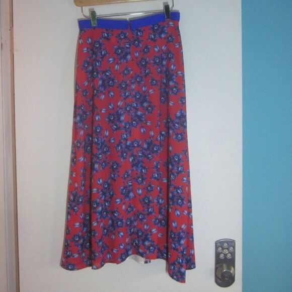 Vestire Skirt Womens Midi A-Line Asymmetrical Hem Size XS Red -White- Blue 27" W - Picture 9 of 11